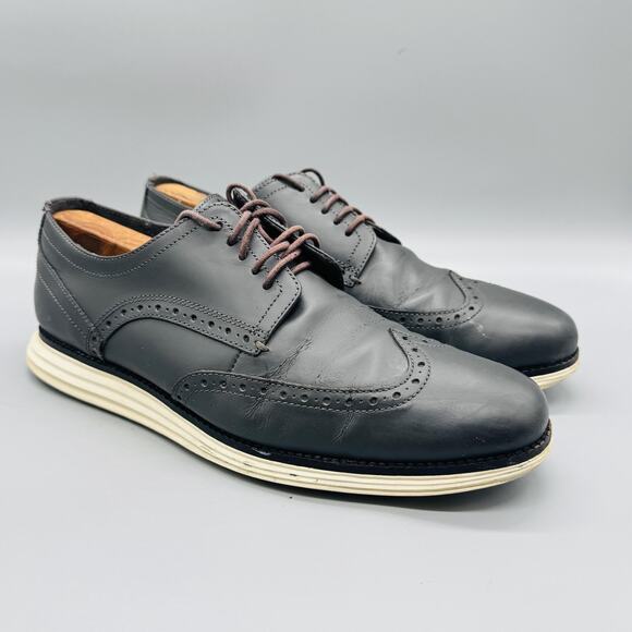 Cole Haan Shoes Mens 9.5 Gray Leather OriginalGrand Wingtip Oxford Dress Brogue main image 5
